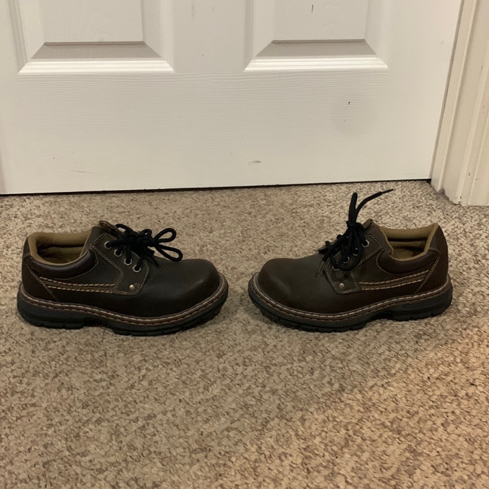 Vtg 90s Smart Fit brown Oxford lace up platform work shoes sz 2.5 kids